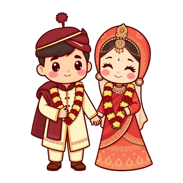 Illustration of the couple at the Wedding Ceremony ceremony